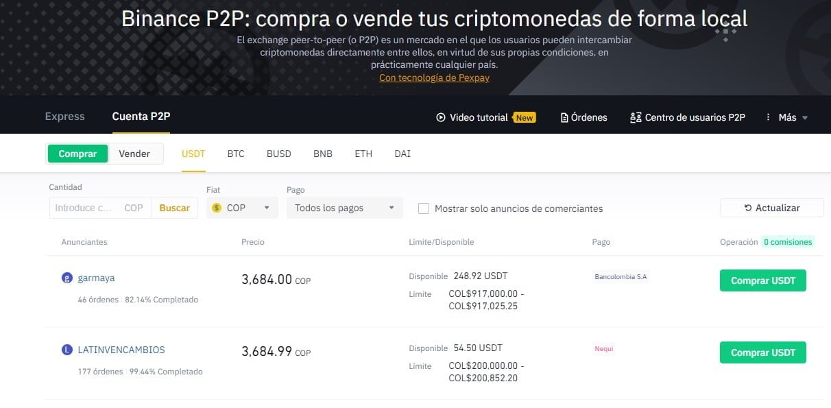 vender bitcoin en colombia, binance